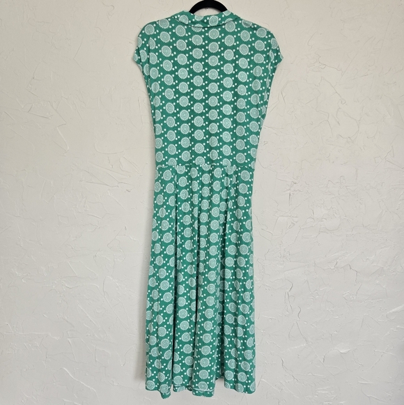 Boden Floral Tie Front Green White Jersey Dress, 14 - Picture 7 of 11